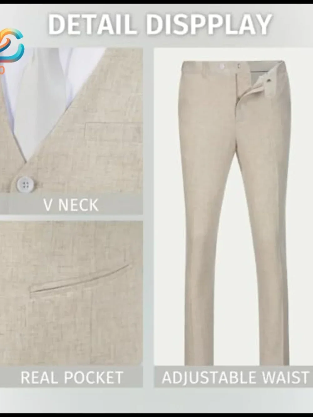 Men's Linen Suit Slim Fit Wedding Groomsmen Summer Vest Shorts Set